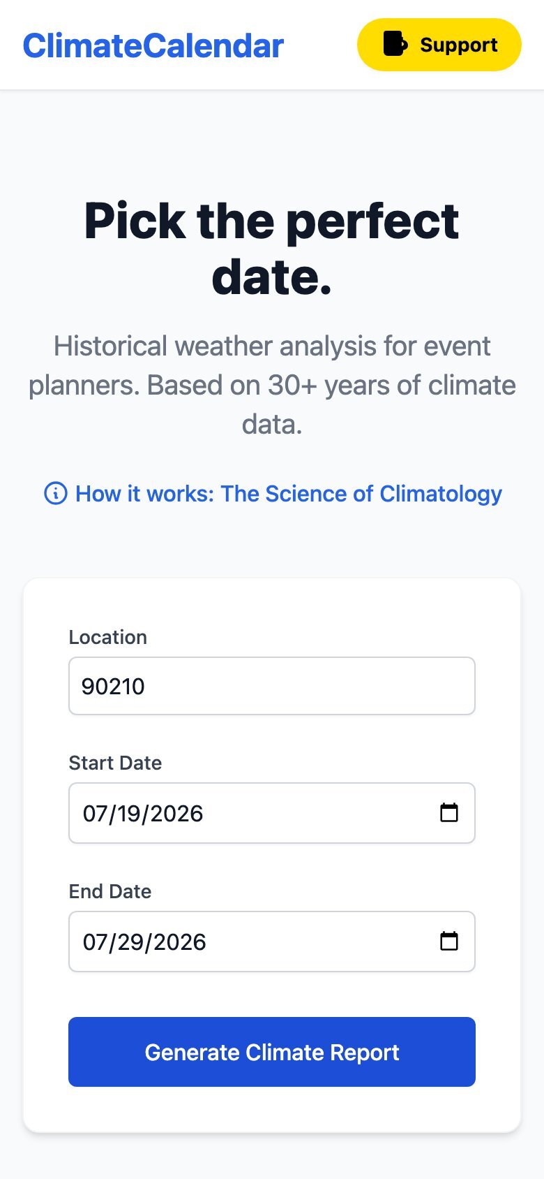 Climate Calendar Screenshot